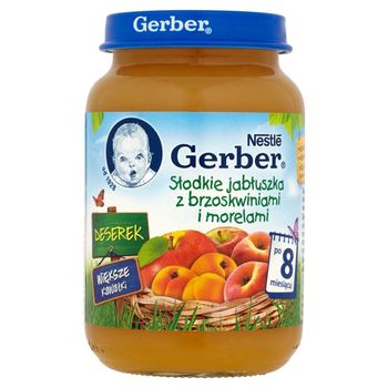 Gerber Deserek Słodkie jabłuszka z brzoskwiniami i morelami po 8 miesiącu 190 g
