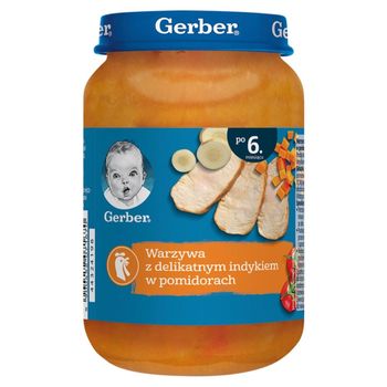 Gerber Warzywa z delikatnym indykiem w pomidorach po 6. miesiącu 190 g