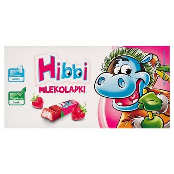 Hibbi Mlekoladki Czekolada mleczna z nadzieniem o smaku jogurtowo-truskawkowym 100 g