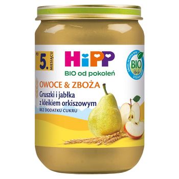 HiPP BIO Owoce & Zboża Gruszki i jabłka z kleikiem orkiszowym po 5. miesiącu 190 g
