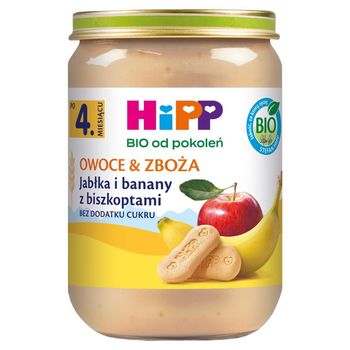 HiPP BIO Owoce & Zboża Jabłka i banany z biszkoptami po 4. miesiącu 190 g