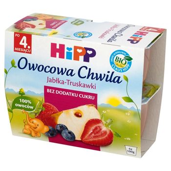 HiPP BIO Owocowa Chwila Jabłka-Truskawki po 4. miesiącu 400 g (4 sztuki)