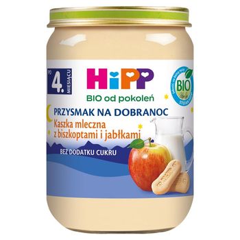 HiPP BIO Przysmak na Dobranoc Kaszka mleczna z biszkoptami i jabłkami po 4. miesiącu 190 g