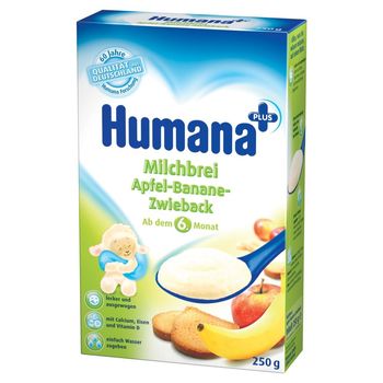 Humana Kaszka mleczna jabłkowo-bananowa z sucharkami od 6. miesiąca 250 g