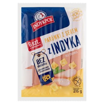 Indykpol Parówki z indyka z serem 215 g (6 sztuk)