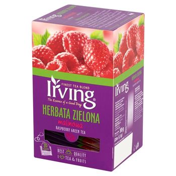 Irving Herbata zielona malinowa 30 g (20 torebek)