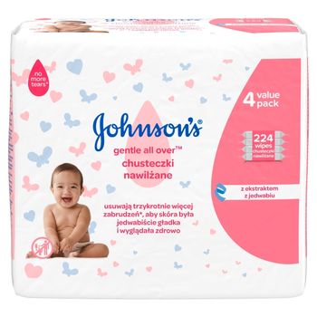 Johnson's Gentle All Over Chusteczki nawilżane 224 sztuki