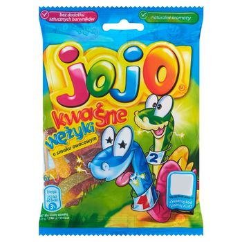 Jojo Kwaśne wężyki Żelki o smaku owocowym 90 g