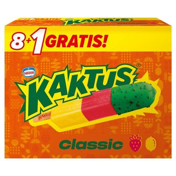 Kaktus Classic Lody wodne o smaku cytrynowym i sorbet truskawkowy 405 ml (9 sztuk)