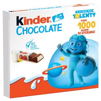 Kinder Chocolate Batonik z mlecznej czekolady z nadzieniem mlecznym 50 g (4 sztuki)