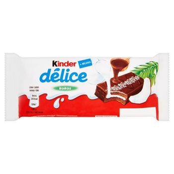 Kinder délice kokos Kakaowy biszkopt z mlecznym i kokosowym nadzieniem 42 g
