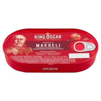 King Oscar Filety z makreli w sosie pomidorowym po meksykańsku o smaku chipotle 160 g