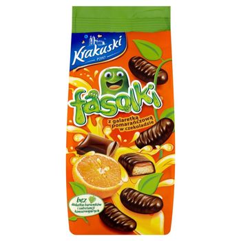 Krakuski Fasolki Herbatniki z galaretką pomarańczową w czekoladzie 140 g