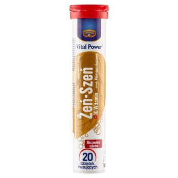 Krüger Vital Power Suplement diety żeń-szeń + 10 witamin smak pomarańczowy 80 g (20 sztuk)