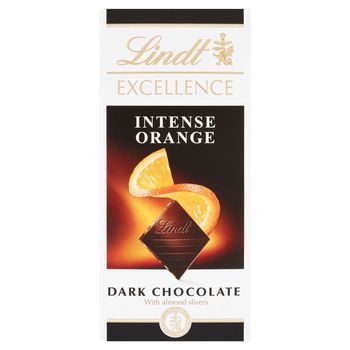 Lindt Excellence Szwajcarka czekolada deserowa z sokiem pomarańczowym i migdałami 100 g