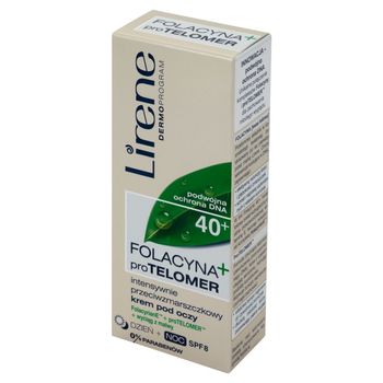 Lirene Dermoprogram 40+ Folacyna proTelomer Przeciwzmarszczkowy krem pod oczy na dzień i noc 50 ml