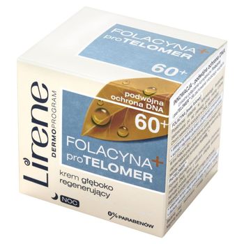 Lirene Dermoprogram 60+ Folacyna proTelomer Krem głęboko regenerujący na noc 50 ml