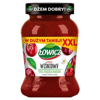Łowicz XXL Dżem wiśniowy o obniżonej zawartości cukrów 450 g