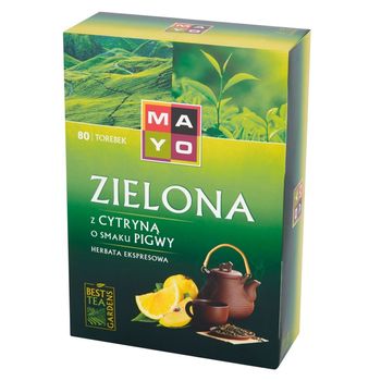 Mayo Zielona z cytryną o smaku pigwy Herbata ekspresowa 120 g (80 torebek)