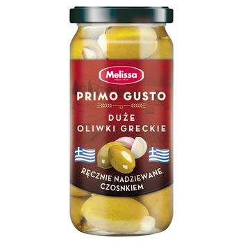 Melissa Primo Gusto Oliwki greckie duże ręcznie nadziewane czosnkiem 240 g