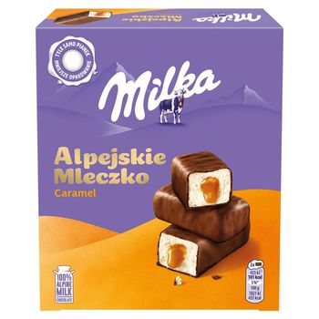 Milka Alpejskie Mleczko Pianka o smaku waniliowym z nadzieniem karmelowym 350 g