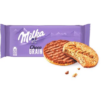 Milka Choco Grain Ciastka z płatkami owsianymi oblane czekoladą mleczną 126 g