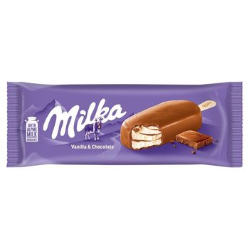 Milka Lody waniliowe z masą z czekoladą mleczną oblane czekoladą mleczną 90 ml