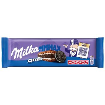 Milka Mmmax Oreo Herbatniki kakaowe i nadzienie mleczne o smaku waniliowym 300 g