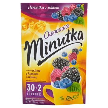Minutka Owocowa o smaku jeżyny z jagódką i maliną Herbatka z sokiem 64 g (32 torebki)
