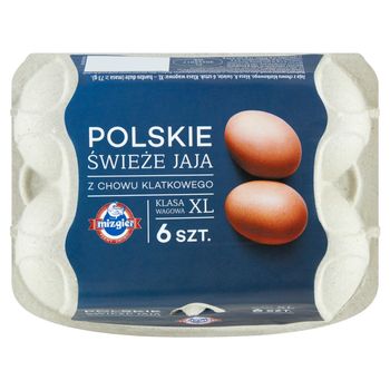 Mizgier Polskie świeże jaja z chowu klatkowego XL 6 sztuk