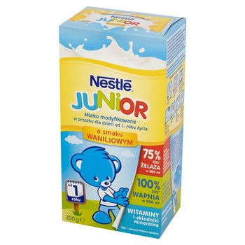 Nestlé Junior Mleko modyfikowane w proszku dla dzieci od 1. roku życia o smaku waniliowym 350 g