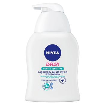 NIVEA Baby Pure and Sensitive Łagodzący żel do mycia ciała i włosów hipoalergiczny 250 ml