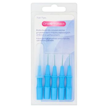 Oral4Protect Końcówki do czyszczenia przestrzeni międzyzębowych 2,5 mm z uchwytem 5 sztuk
