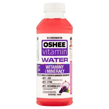 Oshee Vitamin Water Napój niegazowany o smaku czerwonych winogron i dragonfruit 555 ml