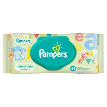 Pampers Natural Clean 64 Chusteczki nawilżane Dla Niemowląt