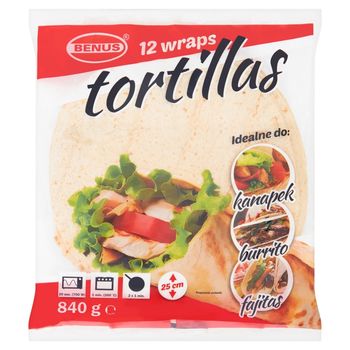 Benus Tortilla placki do napełniania 25 cm 840 g (12 sztuk)