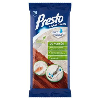 Presto Ściereczki nawilżane do podłóg 16 sztuk