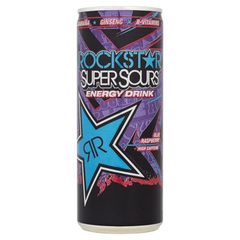 Rockstar SuperSours Blue Raspberry Gazowany napój energetyzujący 250 ml