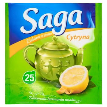 Saga Herbata zielona o smaku cytryna 32,5 g (25 torebek)