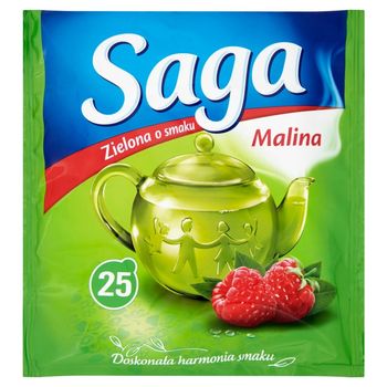 Saga Herbata zielona o smaku malina 32,5 g (25 torebek)
