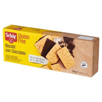 Schär Biscotti Con Cioccolato Bezglutenowe herbatniki z gorzką czekoladą 150 g (16 sztuk)
