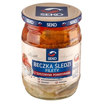 SEKO Beczka śledzi Filety z suszonymi pomidorami 550 g
