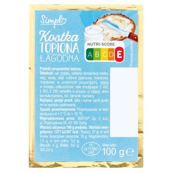 Simpl Produkt seropodobny kostka topiona łagodna 100 g