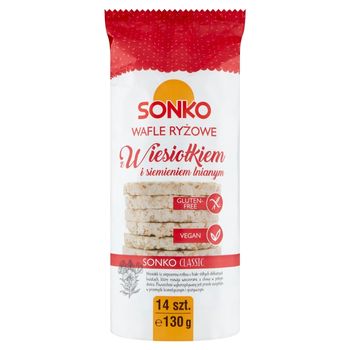 Sonko Wafle ryżowe z wiesiołkiem i siemieniem lnianym 130 g (14 sztuk)