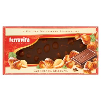 Terravita Czekolada mleczna z całymi orzechami laskowymi 100 g