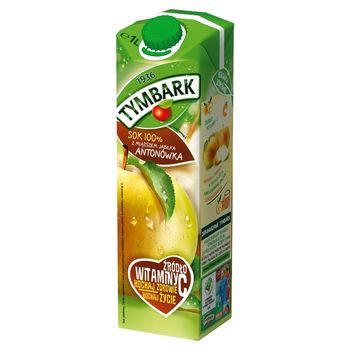 Tymbark Sok 100% jabłkowy z miąższem jabłka Antonówka 1 l