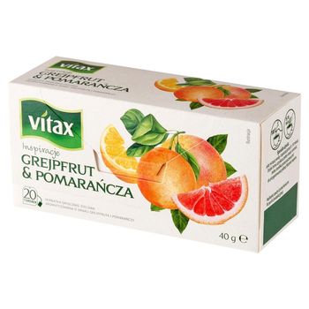 Vitax Inspiracje Herbatka owocowo-ziołowa aromatyzowana grejpfrut & pomarańcza 40 g (20 x 2 g)