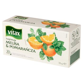 Vitax Inspiracje Herbatka owocowo-ziołowa aromatyzowana melisa & pomarańcza 33 g (20 x 1,65 g)