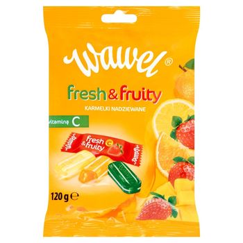 Wawel Fresh & Fruity Karmelki nadziewane z witaminą C 120 g