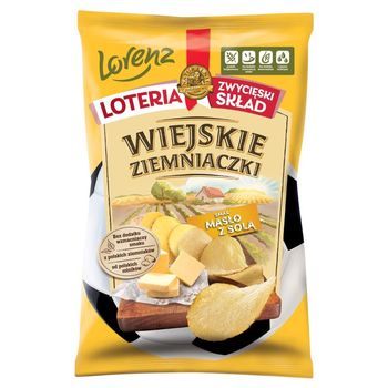 Wiejskie Ziemniaczki Chipsy ziemniaczane smak masło z solą 130 g